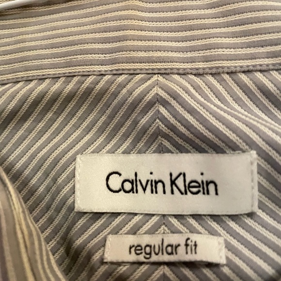 Calvin Klein Men's Striped Gray Shirt 16.5 34/35 - Picture 3 of 6